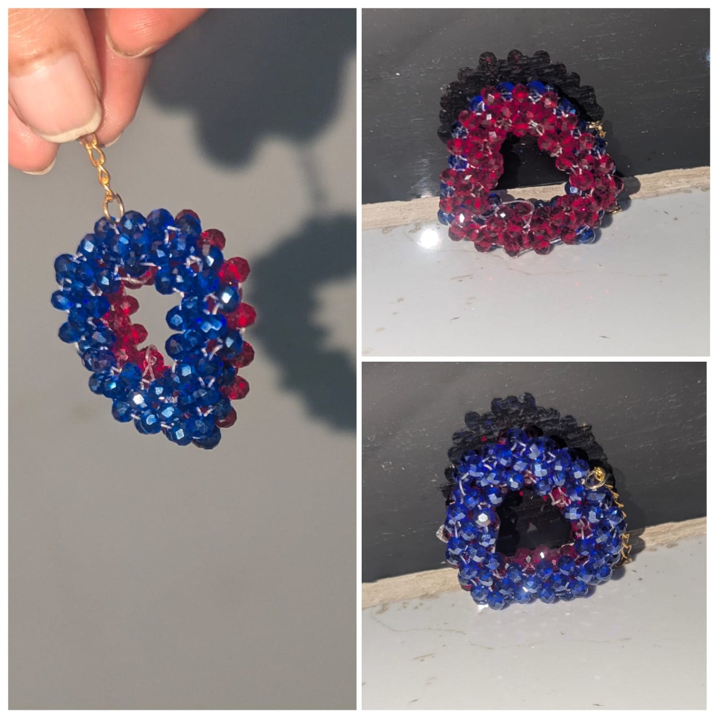 Handmade crystal beads heart key chain