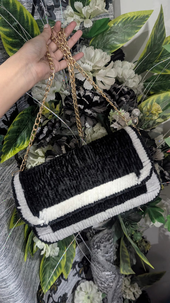 Handmade crochet velvet bag