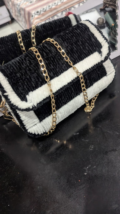 Handmade crochet velvet bag