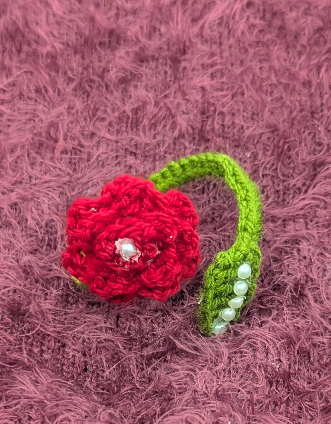 Handmade crochet rose bracelet