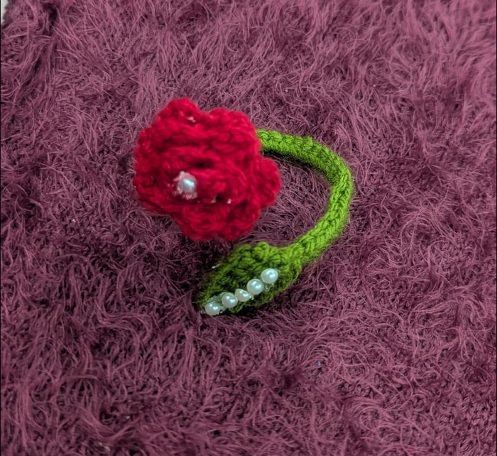 Handmade crochet rose bracelet